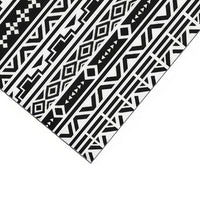 Mez 6x9 Medium Outdoor Rug, Black White Bohemian Geometric Pattern w Bag - BM350786