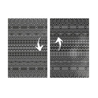 Mez 6x9 Medium Area Outdoor Rug in Bag, Black Gray Bohemian Geometric Pattern - BM350787