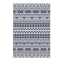 Mez 6x9 Medium Area Outdoor Rug, White Blue Geometric, Picnic Rug in Bag  - BM350788