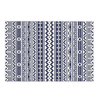 Mez 6x9 Medium Area Outdoor Rug, White Blue Geometric, Picnic Rug in Bag  - BM350788