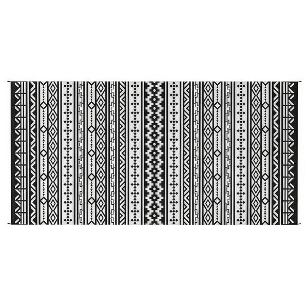 Mez 9x18 Ultra Large Outdoor Rug, Black White Bohemian Geometric Pattern - BM350789