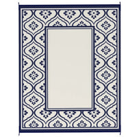 8x10 Large Area Outdoor Rug with Carrying Bag, Blue White Gourd Border - BM350790