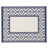 8x10 Large Area Outdoor Rug with Carrying Bag, Blue White Gourd Border - BM350790