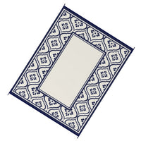 8x10 Large Area Outdoor Rug with Carrying Bag, Blue White Gourd Border - BM350790