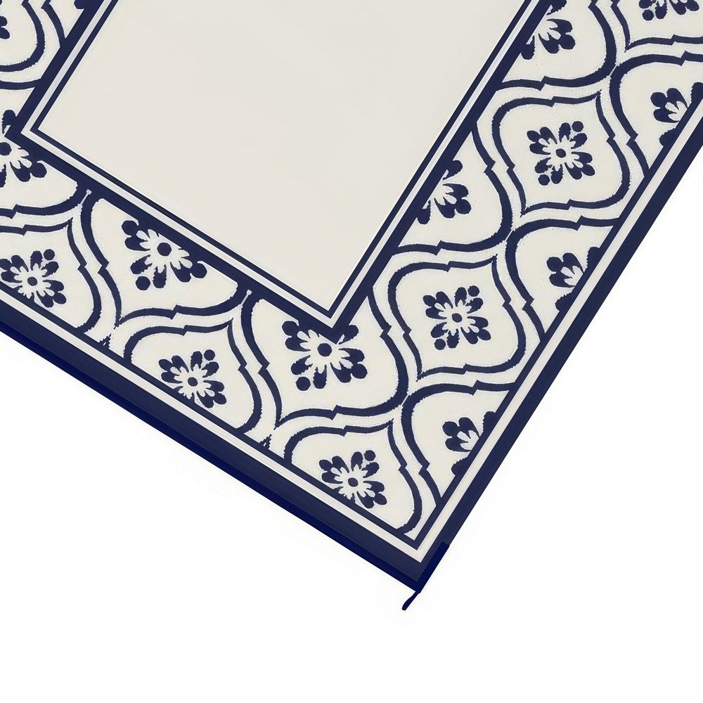 8x10 Large Area Outdoor Rug with Carrying Bag, Blue White Gourd Border - BM350790