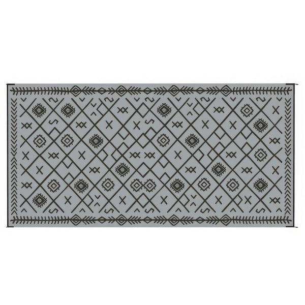 Kexy 9x18 Ultra Large Outdoor Rug with Carrying Bag, Black Gray Geometric - BM350791