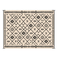 Kexy 9x12 Large Area Outdoor Rug with Carrying Bag, Beige Black Geometric - BM350792