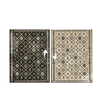 Kexy 9x12 Large Area Outdoor Rug with Carrying Bag, Beige Black Geometric - BM350792