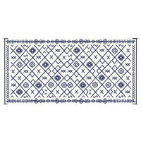 Kexy 9x18 Ultra Large Outdoor Rug with Carrying Bag, Blue White Geometric - BM350793