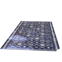 Kexy 9x18 Ultra Large Outdoor Rug with Carrying Bag, Blue White Geometric - BM350793