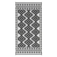 Elyz XL Outdoor Area Rug, Black and White Tribal Design, 9x18 Waterproof - BM350794