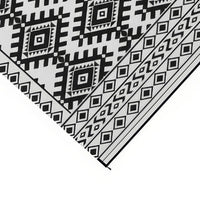 Elyz XL Outdoor Area Rug, Black and White Tribal Design, 9x18 Waterproof - BM350794