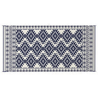 Elyz XL Outdoor Area Rug, Blue and White Tribal Design, 9x18 Weatherproof - BM350795