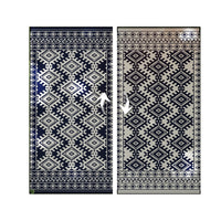 Elyz XL Outdoor Area Rug, Blue and White Tribal Design, 9x18 Weatherproof - BM350795