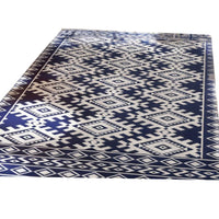 Elyz XL Outdoor Area Rug, Blue and White Tribal Design, 9x18 Weatherproof - BM350795