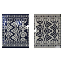 Elyz Large Outdoor Area Rug, Blue White Tribal Design, 8x10 Weatherproof - BM350796