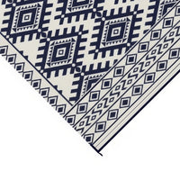 Elyz Large Outdoor Area Rug, Blue White Tribal Design, 8x10 Weatherproof - BM350796