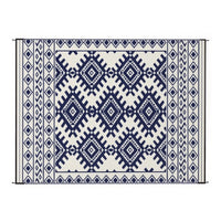 Elyz Large Outdoor Area Rug, Blue and White Tribal Design, 9x12 Waterproof - BM350798