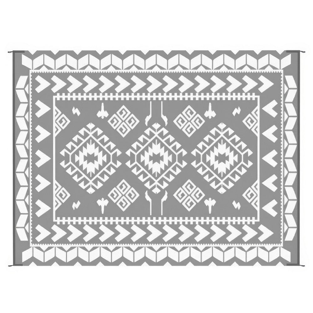 Pema Outdoor Area Rug, Gray and White Patchwork, XL 9x12 Beach Rug - BM350799
