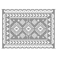 Pema Outdoor Area Rug, Gray and White Patchwork, XL 9x12 Beach Rug - BM350799