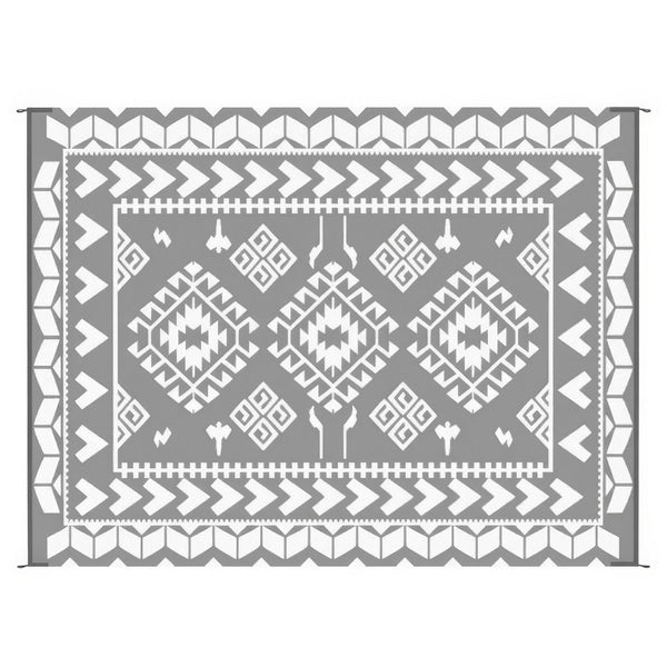 Pema Outdoor Area Rug, Gray and White Patchwork, XL 9x12 Beach Rug - BM350799