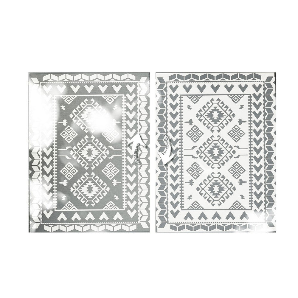 Pema Outdoor Area Rug, Gray and White Patchwork, XL 9x12 Beach Rug - BM350799