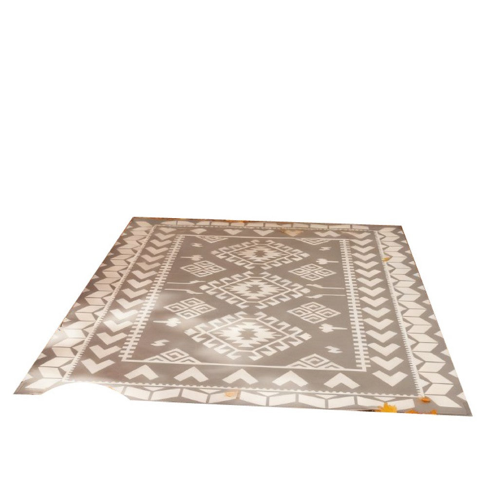 Pema Outdoor Area Rug, Gray and White Patchwork, XL 9x12 Beach Rug - BM350799