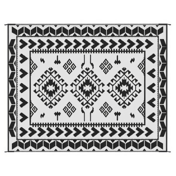 Pema Outdoor Area Rug, Black and White Patchwork, Large 8x10 Beach Rug - BM350800
