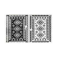 Pema Outdoor Area Rug, Black and White Patchwork, Large 8x10 Beach Rug - BM350800