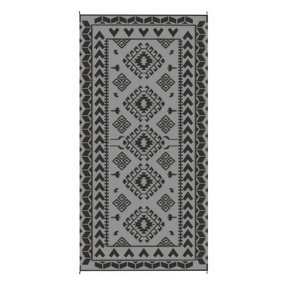 Pema Outdoor Area Rug, Gray and White Patchwork, Giant 9x18 Picnic Rug - BM350801