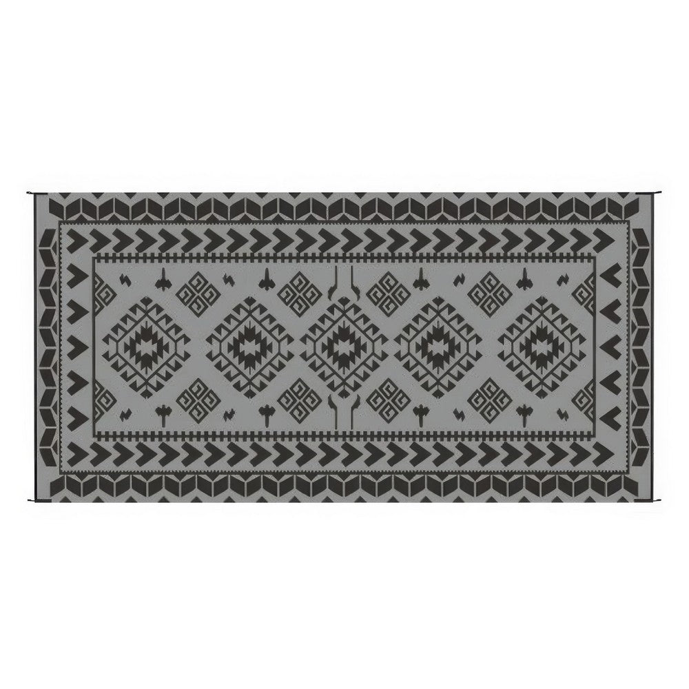 Pema Outdoor Area Rug, Gray and White Patchwork, Giant 9x18 Picnic Rug - BM350801