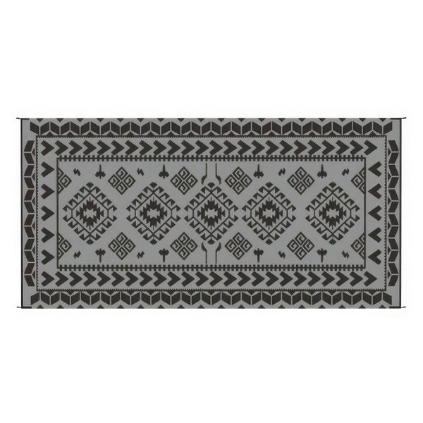 Pema Outdoor Area Rug, Gray and White Patchwork, Giant 9x18 Picnic Rug - BM350801