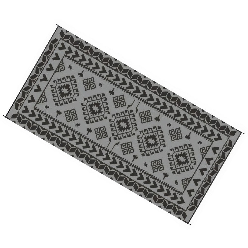 Pema Outdoor Area Rug, Gray and White Patchwork, Giant 9x18 Picnic Rug - BM350801