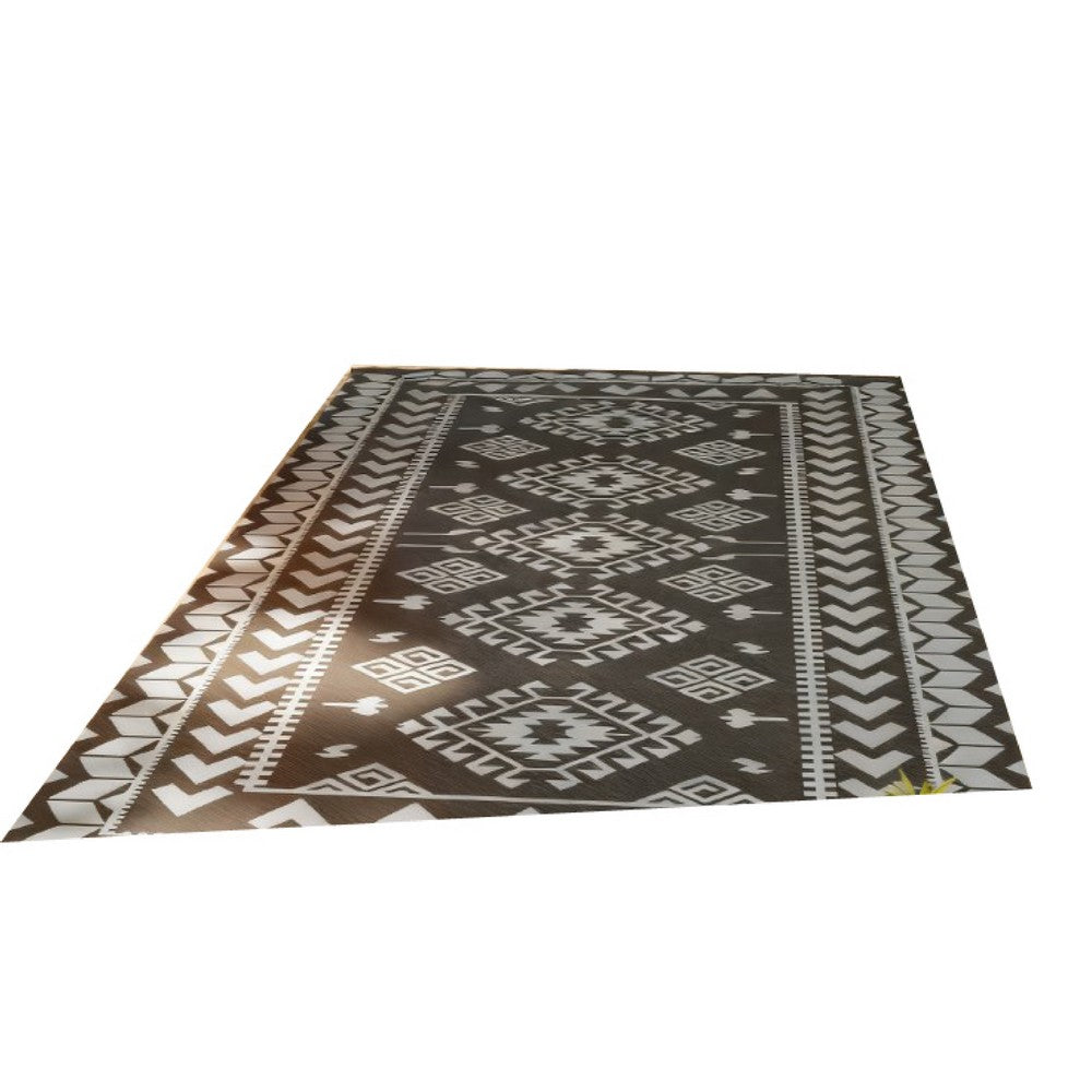 Pema Outdoor Area Rug, Gray and White Patchwork, Giant 9x18 Picnic Rug - BM350801