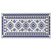 Pema Outdoor Area Rug, Blue and White Patchwork, Giant 9x18 Picnic Rug - BM350803