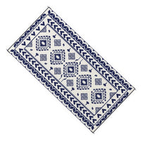 Pema Outdoor Area Rug, Blue and White Patchwork, Giant 9x18 Picnic Rug - BM350803