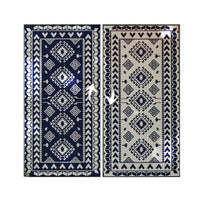 Pema Outdoor Area Rug, Blue and White Patchwork, Giant 9x18 Picnic Rug - BM350803