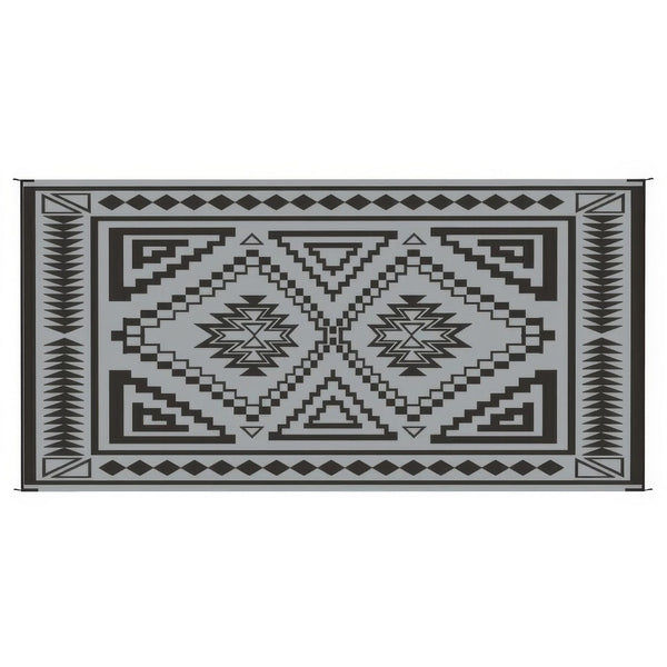 Outdoor Area Rug, Black and White Patchwork, Giant 9x18 Beach Rug Straw - BM350805