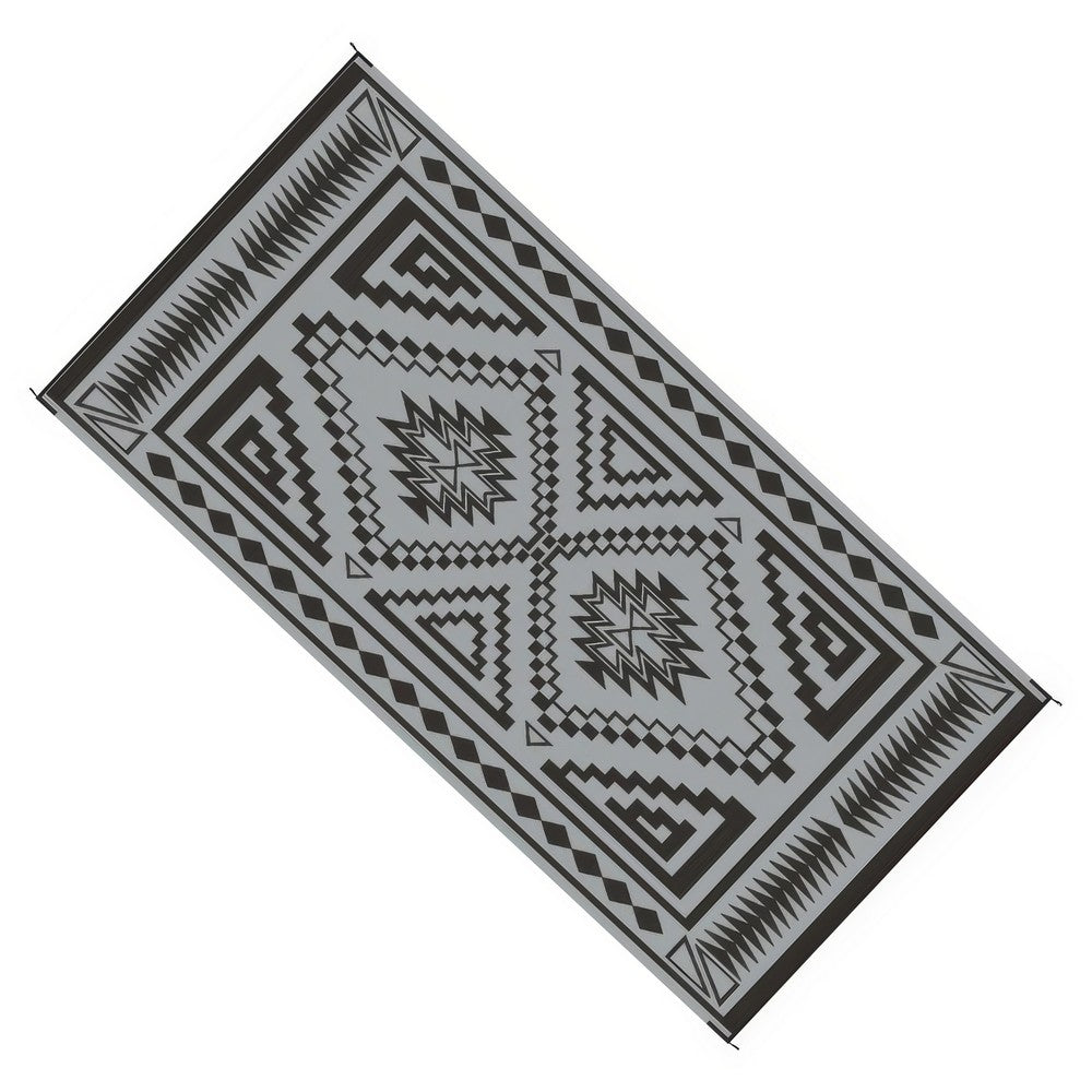 Outdoor Area Rug, Black and White Patchwork, Giant 9x18 Beach Rug Straw - BM350805