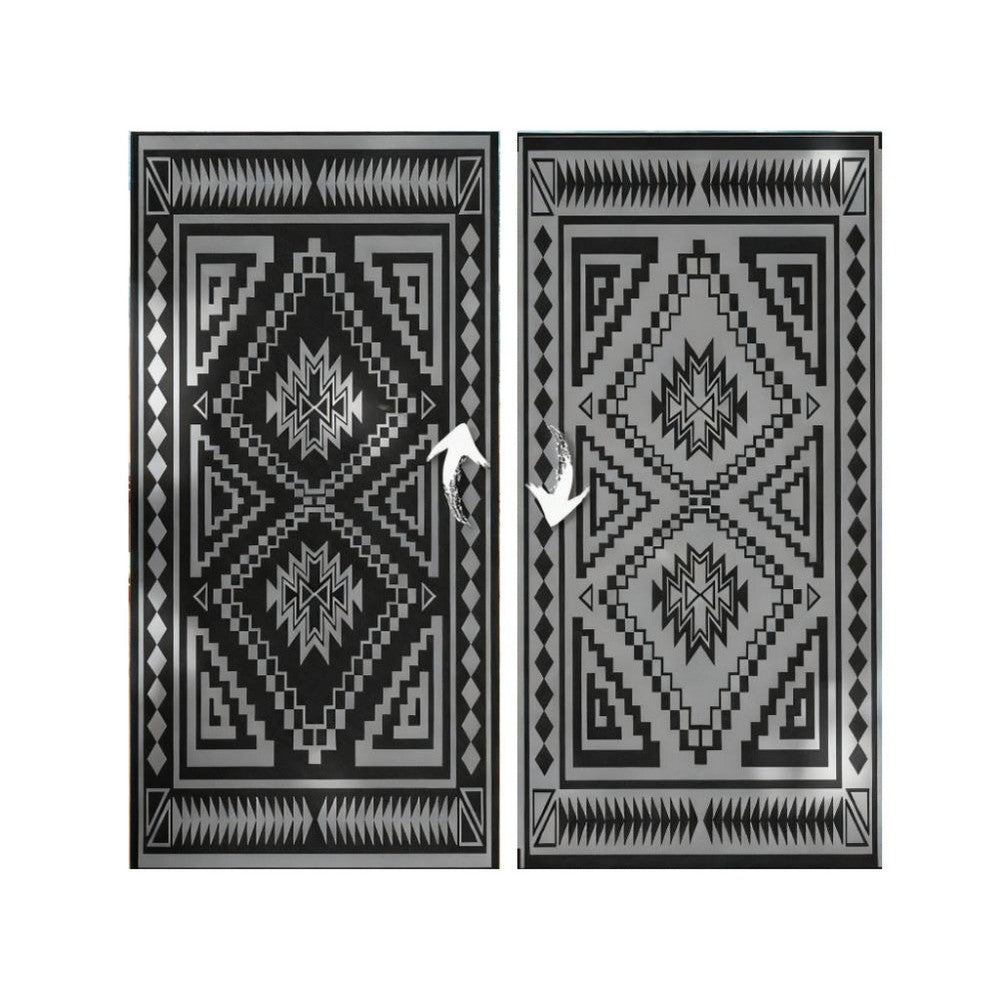 Outdoor Area Rug, Black and White Patchwork, Giant 9x18 Beach Rug Straw - BM350805