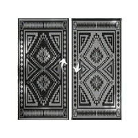 Outdoor Area Rug, Black and White Patchwork, Giant 9x18 Beach Rug Straw - BM350805