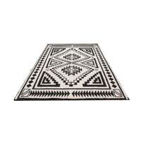 Outdoor Area Rug, Black and White Patchwork, Giant 9x18 Beach Rug Straw - BM350805