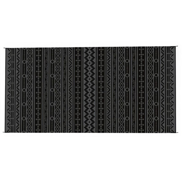 Viva XL Outdoor Area Rug, Black and Gray Geometric, Picnic Giant 9x18 - BM350807