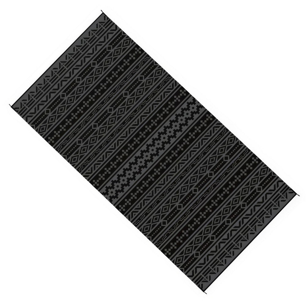 Viva XL Outdoor Area Rug, Black and Gray Geometric, Picnic Giant 9x18 - BM350807