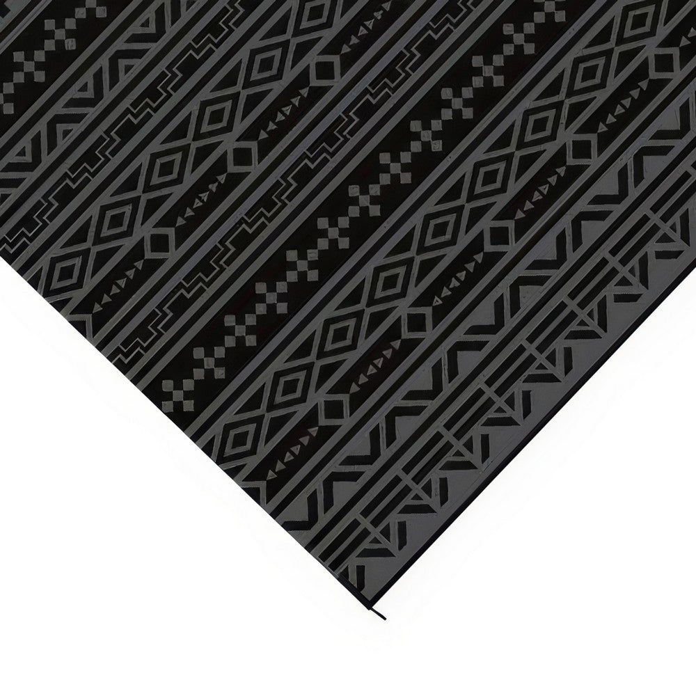 Viva XL Outdoor Area Rug, Black and Gray Geometric, Picnic Giant 9x18 - BM350807