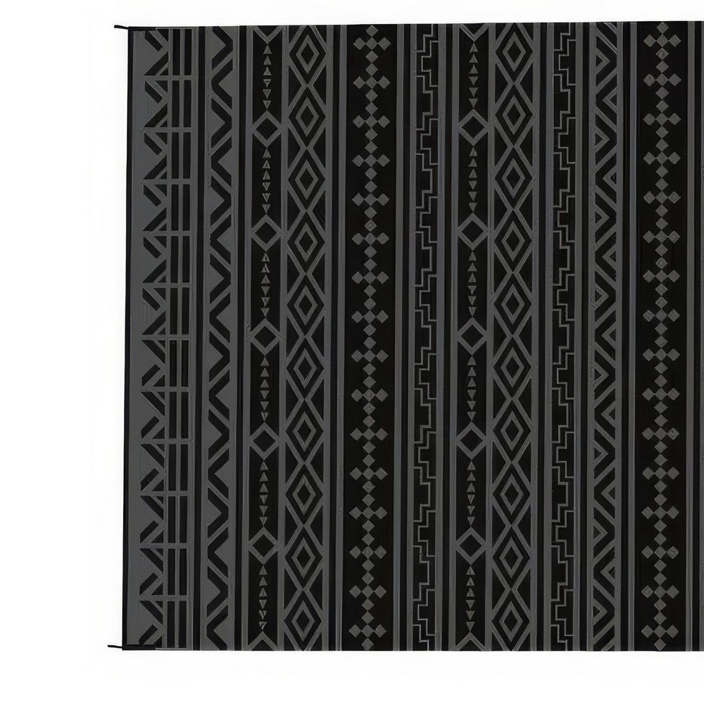 Viva XL Outdoor Area Rug, Black and Gray Geometric, Picnic Giant 9x18 - BM350807
