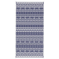 Viva Outdoor Area Rug, White and Blue Geometric Wall, Picnic Giant 9x18 - BM350808