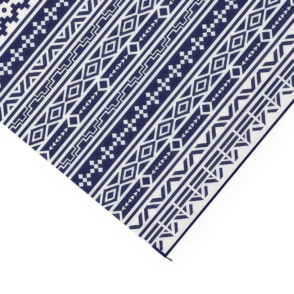 Viva Outdoor Area Rug, White and Blue Geometric Wall, Picnic Giant 9x18 - BM350808