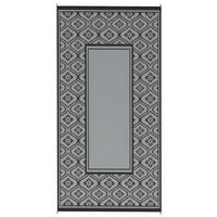 Outdoor Area Rug, Black and Gray Gourd Border, 9x18 Faux Straw Material - BM350809