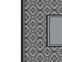 Outdoor Area Rug, Black and Gray Gourd Border, 9x18 Faux Straw Material - BM350809